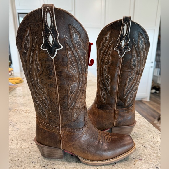 Justin Boots Women’s Western Cowboy Dark Brown Heeled Boots - Picture 9 of 13